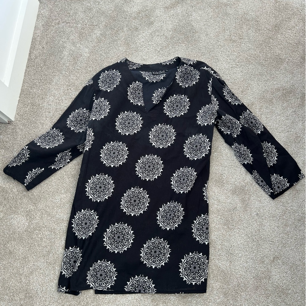 Black and White Mandala Swim Coverup